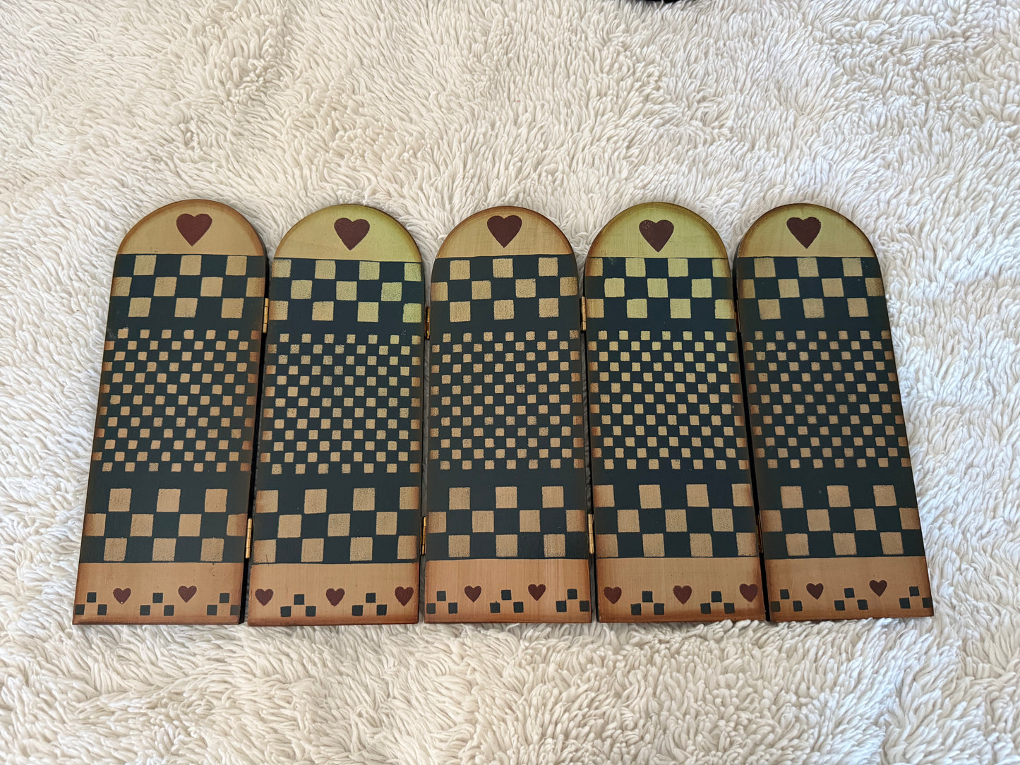 Folk Art Folding Wood Screen