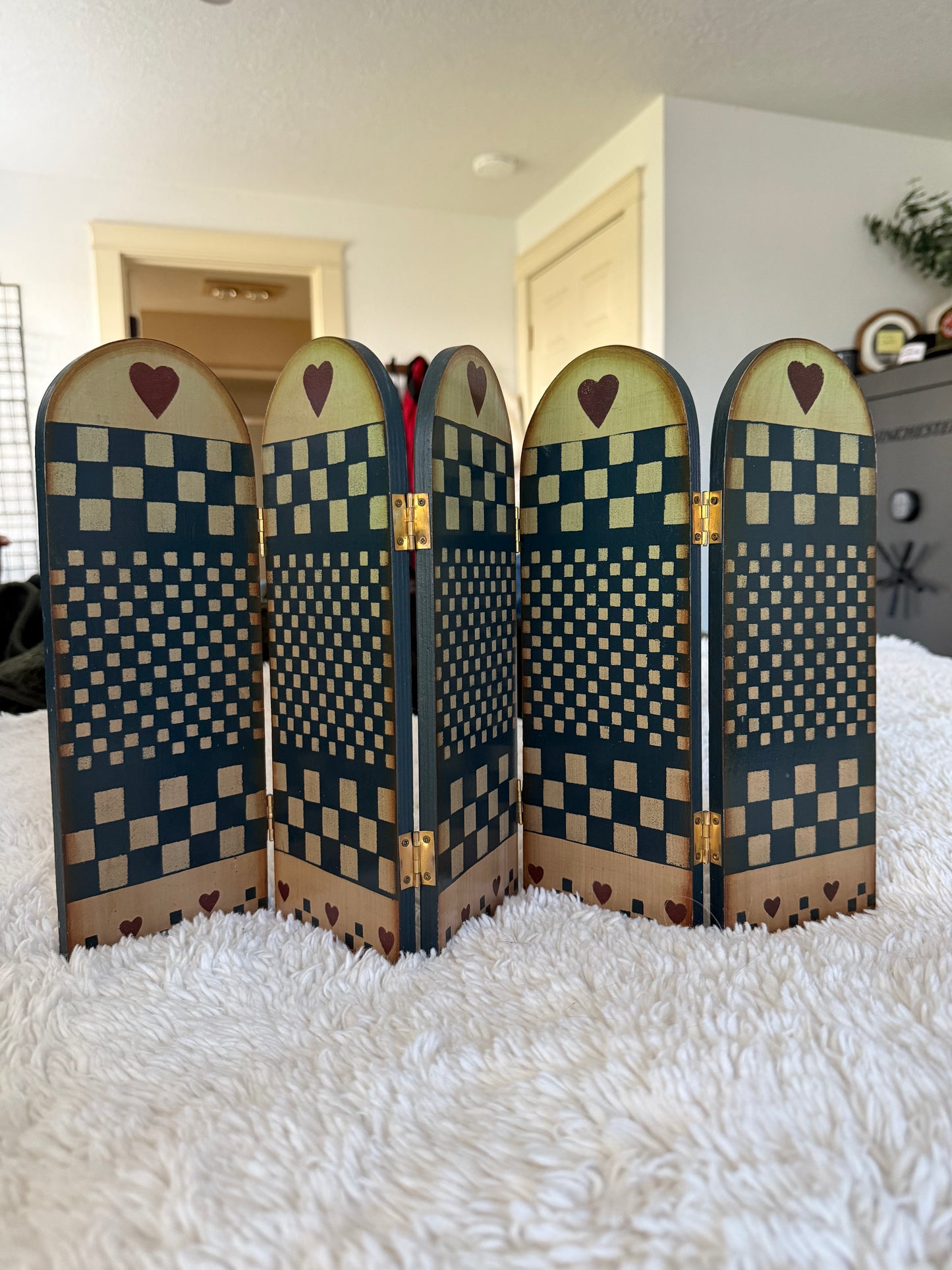 Folk Art Folding Wood Screen