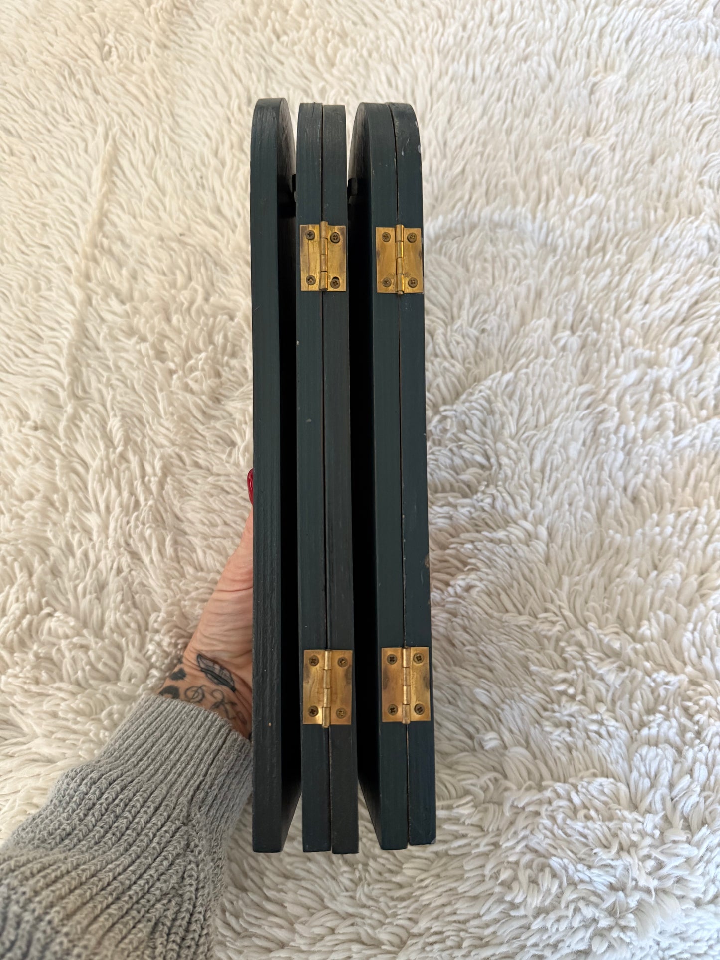 Folk Art Folding Wood Screen