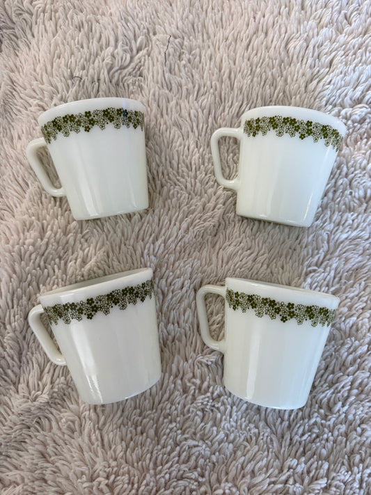 Vintage Pyrex Floral Mugs – Set of 4
