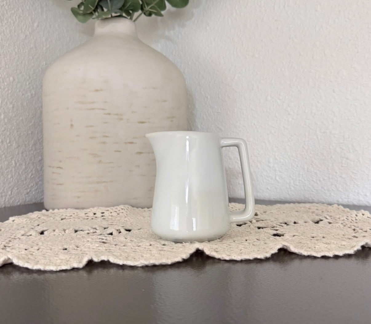 Minimalist White Ceramic Creamer Pitcher