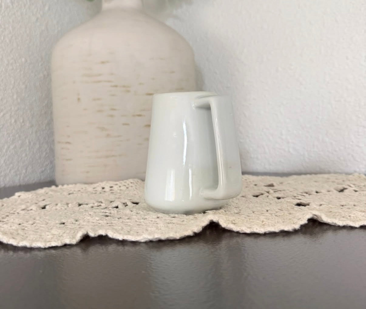 Minimalist White Ceramic Creamer Pitcher