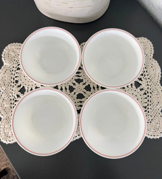 Set of 4 Vintage Corelle Bowls (Pink Rim)